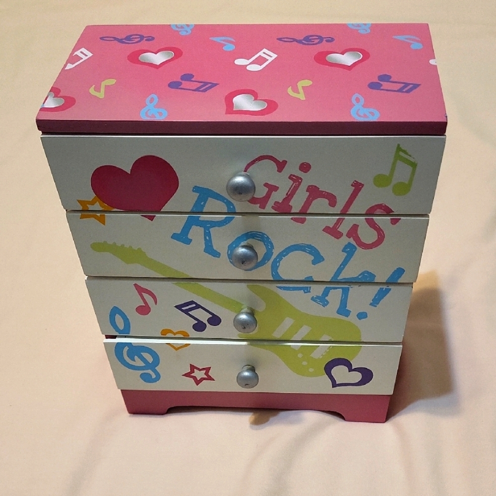'Girl's Rock' Wooden Jewelry Box